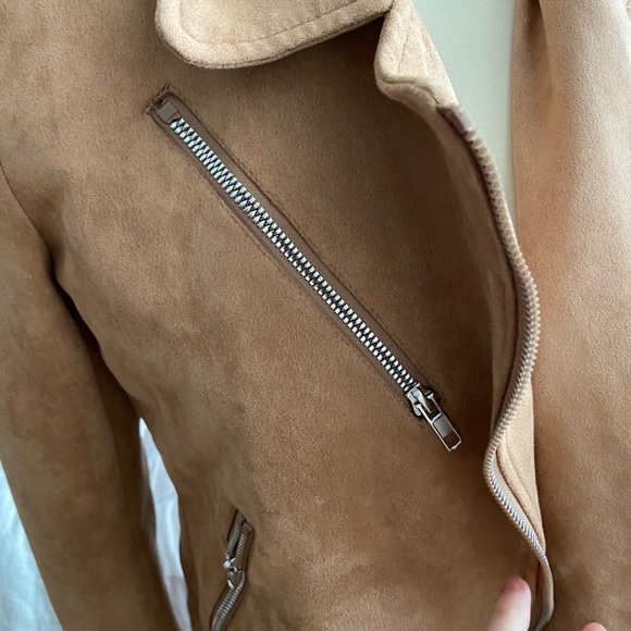 Faux suede moto jacket, worn once - Picture 4 of 6